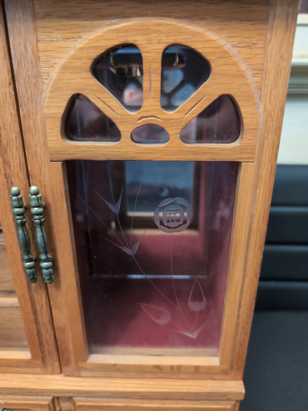 Wood Finish Jewelry Armoire with Glass Doors - Brown